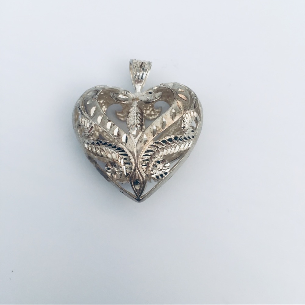 ✂️ Etched Heart 3D Pendant 925 ✂️